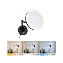 Paulmann mirror with lighting MASUA IP44 - 3X ZOOM 3-fold, round, with flex arm, CCT Switch, tiltable IP44 / IP20, black matt 