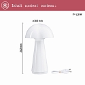 Paulmann battery table lamp ONZO with USB connection, with touch dimmer IP44, glossy, white dimmable