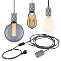 Paulmann Luminaire � suspension NEORDIC TILLA avec interrupteur, avec prise de courant E27 IP20, aluminium, gris gradable