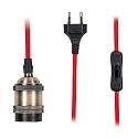 Paulmann Luminaire à suspension NEORDIC ELDAR avec interrupteur, avec prise de courant E27, nickel brossé, rouge gradable