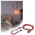 Paulmann Luminaire à suspension NEORDIC ELDAR avec interrupteur, avec prise de courant E27, nickel brossé, rouge gradable