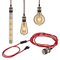 Paulmann Luminaire à suspension NEORDIC ELDAR avec interrupteur, avec prise de courant E27, nickel brossé, rouge gradable