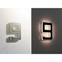 Paulmann Num�ros de maison lumineux solaires avec batterie, indirect IP44, noir , blanc mat 