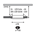 Set of 3 Recessed luminaire CHOOSE, fixed, IP44, 230V, max. 3x 10W �5.1cm, alu turned