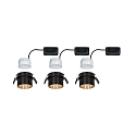 Paulmann Lumi�re encastr�e GIL COIN LED rond, rigide, lot de 3 IP44, or, noir mat gradable 470lm 2700K CRI >80