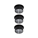 Paulmann Lumi�re encastr�e GIL COIN LED rond, rigide, lot de 3 IP44, fer bross�, noir mat gradable 470lm 2700K CRI >80