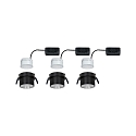 Paulmann Lumi�re encastr�e GIL COIN LED rond, rigide, lot de 3 IP44, fer bross�, noir mat gradable 470lm 2700K CRI >80