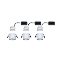Paulmann Lumi�re encastr�e GIL COIN LED rond, rigide, lot de 3 IP44, fer bross�, blanc mat gradable 470lm 2700K CRI >80