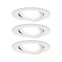 Lumière encastrée NOVA PLUS COIN rond, lot de 3 IP23, blanc mat gradable 3x6,8W 2.700K