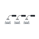 Paulmann Downlight NOVA PLUS COIN angulaire, rigide, lot de 3, avec diffuseur IP44, aluminium gradable