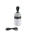 Lampe de table CLUTCH rond, contrôlable par Bluetooth, avec fonction de charge USB IP44, gris gradable