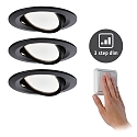 Paulmann Lumi�re encastr�e NOVA COIN LED rond, pivotant, lot de 3 Coin IP23, noir mat gradable 11W 460lm 2700K 100� 100� CRI >80