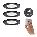 Paulmann Lumi�re encastr�e NOVA COIN LED rond, rigide, lot de 3 Coin IP44, noir mat gradable 11W 460lm 2700K 100� 100� CRI >80