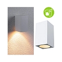Paulmann Luminaire mural d’extérieur FLAME UP OR DOWN à 1 flamme, angulaire, commutable, favorable aux insectes IP44, blanche 