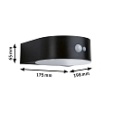 solar wall luminaire EILEEN PIR round, with switch, with motion detector IP44, black 