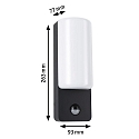outdoor wall luminaire BONNIE PIR with sensor, insect friendly, sea-air resistant IP44, anthracite 