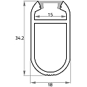Rutec Projekt profile KSP18/34 COAT RAIL - 2M, anodised aluminium