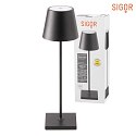 SIGOR LED battery table lamp NUINDIE round, dimmable, IP54, night black, powder coated