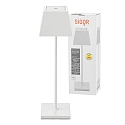 SIGOR Lampe de table � accu NUINDIE angulaire, CCT Switch, dimmable IP54, blanc neige gradable