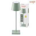 SIGOR LED battery table lamp NUINDIE round, dimmable, IP54, sage green, powder coated