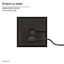 SIGOR Lampe de table � accu NUTALIS 10X10CM forme en d�, CCT Switch, avec variateur tactile, avec chargeur IP54, noir nuit gradable