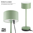 SIGOR Lampe de table � accu VELUNA haut / bas, CCT Switch, lot de 1, avec variateur tactile IP44, vert sauge gradable