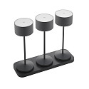 Lampe de table � accu VELUNA haut / bas, CCT Switch, lot de 3, avec variateur tactile IP44, noir nuit gradable