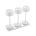 Lampe de table � accu FACETTA Bas, CCT Switch, lot de 3, avec variateur tactile IP44, blanc neige gradable