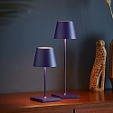SIGOR Lampe de table � accu NUINDIE USB-C rond, CCT Switch, avec variateur tactile IP54, bleu prune gradable