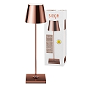 SIGOR Lampe de table � accu NUINDIE USB-C haut / bas, avec connexion USB, CCT Switch, avec variateur tactile IP54, cuivre gradable