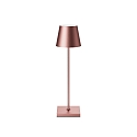 Lampe de table � accu NUINDIE USB-C rond IP54, anodis� or rose gradable