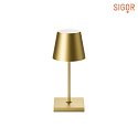 LED battery table lamp NUINDIE MINI round, dimmable, IP54, gold matt, anodised