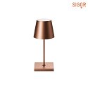 LED battery table lamp NUINDIE MINI round, dimmable, IP54, bronze matt, anodised