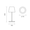 Lampe de table � accu NUINDIE MINI USB-C haut / bas, avec connexion USB, CCT Switch, avec variateur tactile IP54