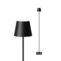 SIGOR Lampadaire � accu NUINDIE USB-C haut / bas, avec connexion USB, CCT Switch, avec variateur tactile IP54, noir nuit gradable