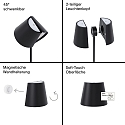 SIGOR battery table lamp NUINDIE TANGO IP20, graphite grey dimmable