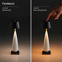 SIGOR Lampe de table � accu THALA rond, CCT Switch, avec variateur tactile IP65, noir nuit, c�ramique blanche gradable