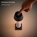 SIGOR Lampe de table � accu THALA rond, CCT Switch, avec variateur tactile IP65, noir nuit, c�ramique blanche gradable