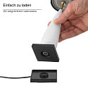 SIGOR Lampe de table � accu THALA rond, CCT Switch, avec variateur tactile IP65, noir nuit, c�ramique blanche gradable