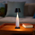 SIGOR Lampe de table � accu THALA rond, CCT Switch, avec variateur tactile IP65, noir nuit, c�ramique blanche gradable