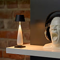 SIGOR Lampe de table � accu THALA rond, CCT Switch, avec variateur tactile IP65, noir nuit, c�ramique blanche gradable