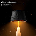 SIGOR Lampe de table � accu THALA rond, CCT Switch, avec variateur tactile IP65, noir nuit, c�ramique blanche gradable