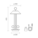 SIGOR Lampe de table � accu NUDIDEROT avec crochet, CCT Switch, avec variateur tactile IP54, blanc neige gradable