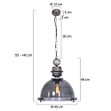 Steinhauer Steinhauer Pendant luminaire BIKKEL, 1 flame, glass, grey
