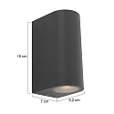 Steinhauer Luminaire mural d�ext�rieur LOGAN haut bas, � 2 flammes, rond GU10 IP44, noir mat 