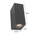 Steinhauer Luminaire mural d�ext�rieur LOGAN haut bas, � 2 flammes, angulaire GU10 IP44, noir mat 