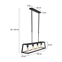 Mexlite Luminaire à suspension BUCKLEY 4 flammes, réglable E27 IP20, noir mat gradable