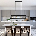 Mexlite Luminaire à suspension BUCKLEY 4 flammes, réglable E27 IP20, noir mat gradable
