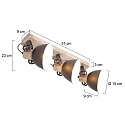 Mexlite Spot GEARWOOD, 3 flames, bronze