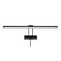 Steinhauer Luminaire mural LITHO 60 langue, CCT Switch, avec prise de courant, inclinable, avec variateur tactile IP20, noir mat gradable
